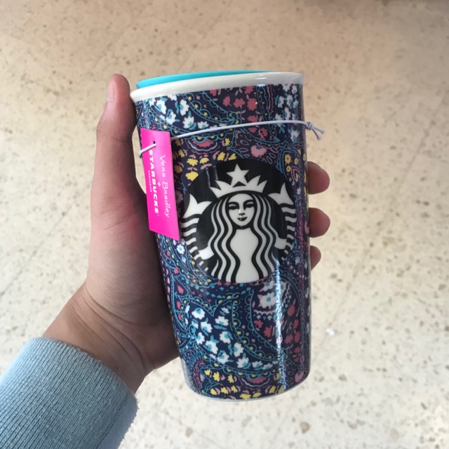 Starbucks X Vera Bradley Tumbler Tumblr Mug Keramik Summer 2019 Floral Bunga Biru Tua Muda Blue Shopee Indonesia