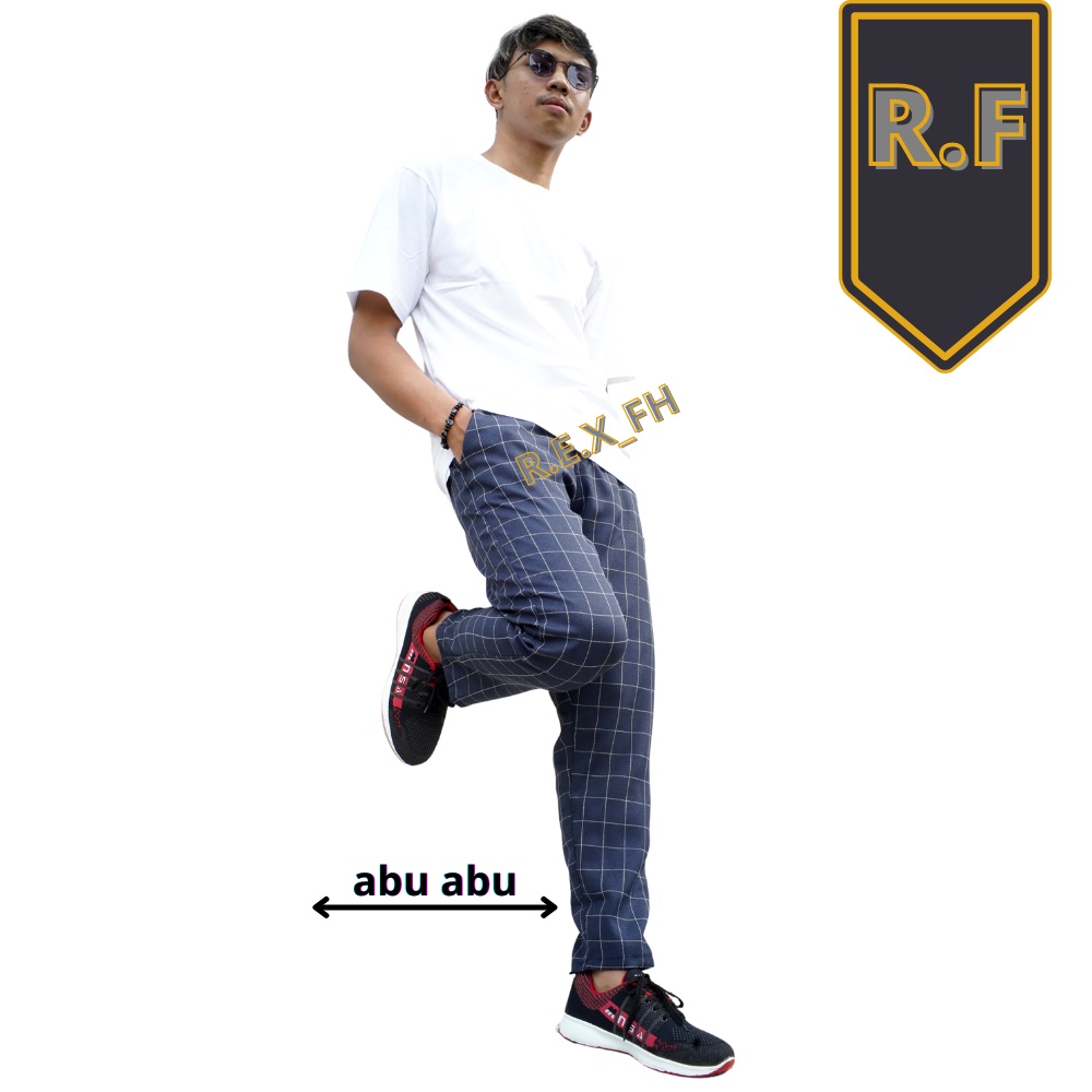 Celana Panjang Pria Wanita Tartan  Motif Kotak-Kotak  Premium Long Pants Varian Warna Black Grey Nav