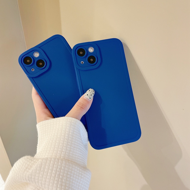 Korean Style！Pure Blue Color Soft Silicon Case OPPO F11 A52 A92 A9 A5 A31 2020 Reno 5 6 Simple Casing VIVO V15 V20 Pro S1 Y12S Y20 Y20i Y20S Y20A Y12i Y11 Y12 Y15 Y17 Y19 Y50 Y30 Y30i Xiaomi Redmi Note 7 8 Pro Camera Protector