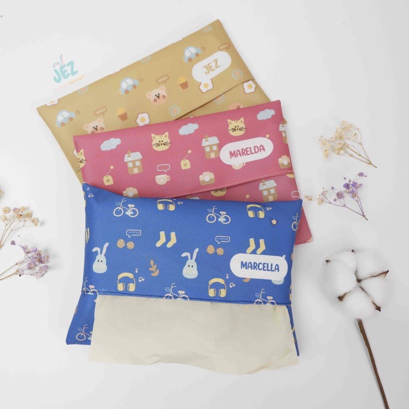 Souvenir Pouch Tissue Custom Full Print Tempat Tissue Kantong Kanvas Desain Suka Suka Min 10 pcs