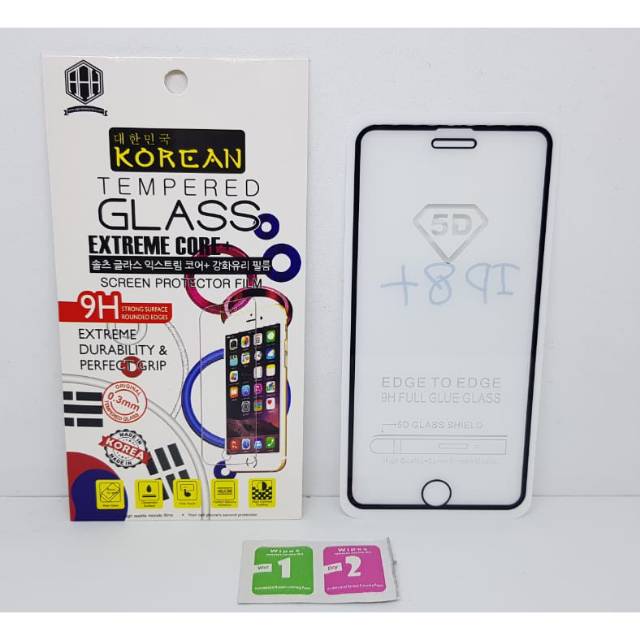 KOREAN Tempered Glass iPhone 7 Plus 7+ 7G+ 5.5&quot; FULL SCREEN TG 5D iPhone 8+ 8G+ FULL GLUE FULL LAYAR