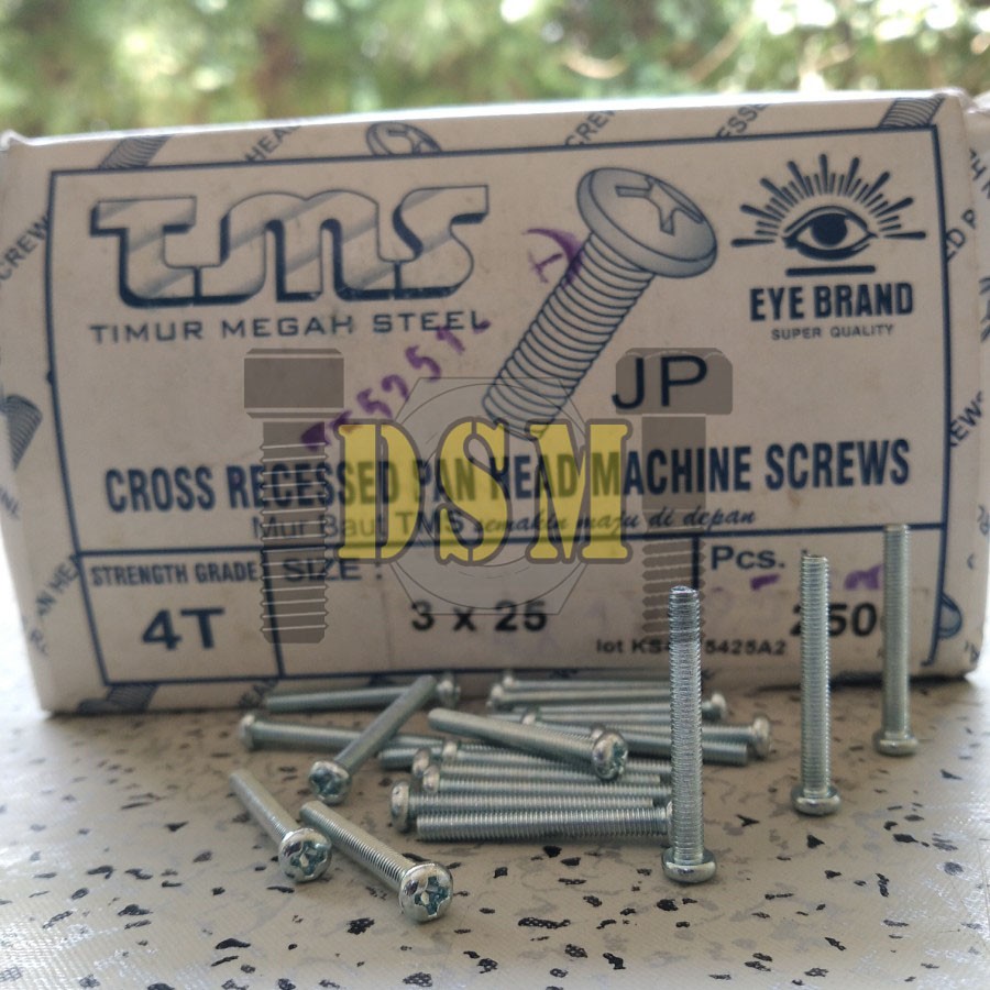 (100pcs) Galvanis Baut JP M3x25 / Machine Screw M3 Kepala Obeng Bulat