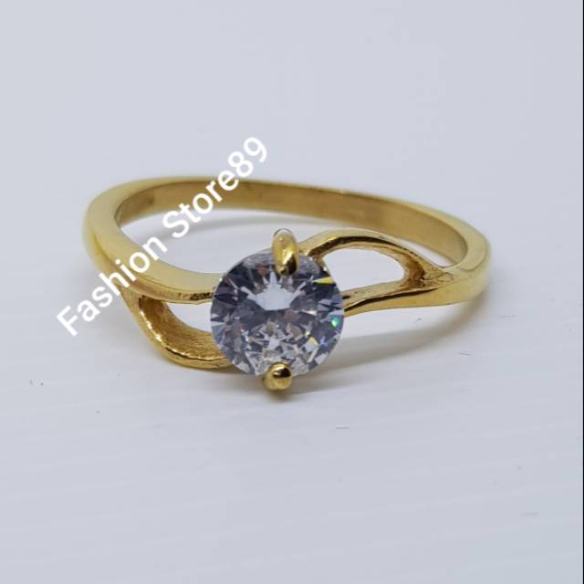 Cincin gold permata putih / cincin Titanium antikarat import permata putih