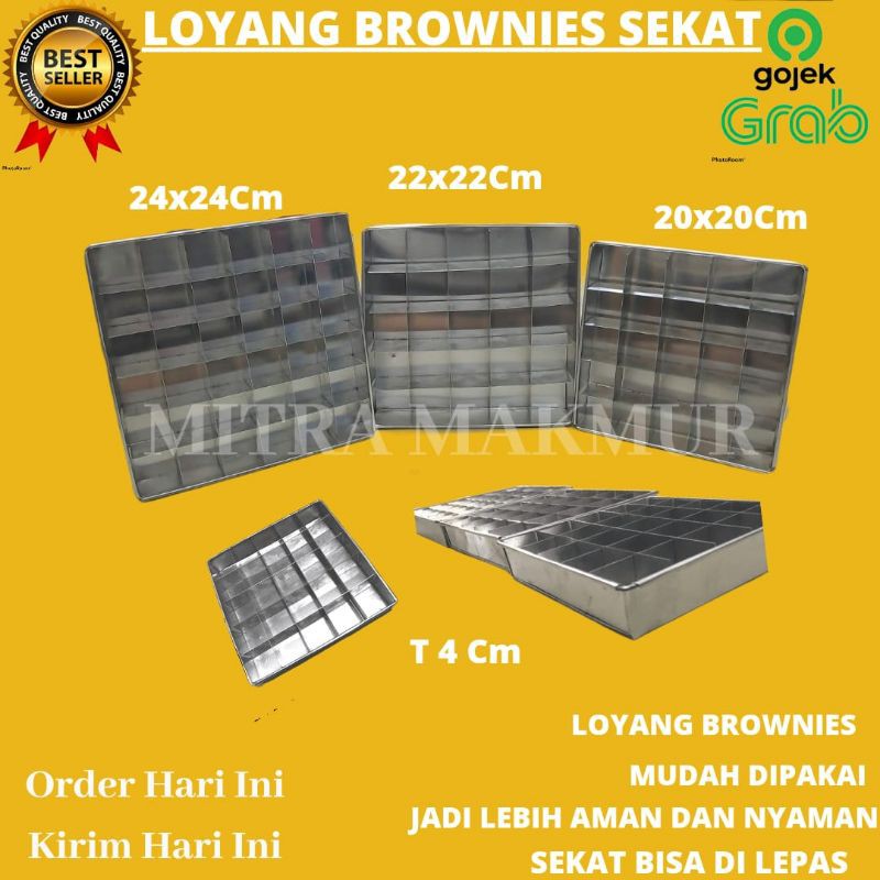 HOT!! LOYANG BROWNIES SEKAT LEPAS / CETAKAN KUE BROWNIES SEKAT UK 20-22-24CM