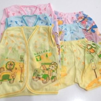 Setelan baju bayi set baju bayi kutung atasan bayi kutung celana pendek newborn 0-6m murah termurah