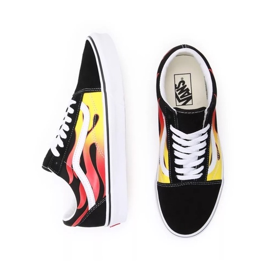 SALE DISKON! V4NS OLDSKOOL FLAME BLACK/WHITE CLASSIC 100% ORIGINAL BNIB