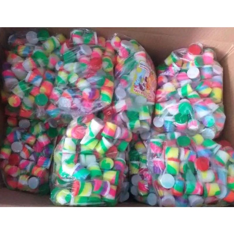 mainan slem toples / slem pelangi isi 100 pcs murah