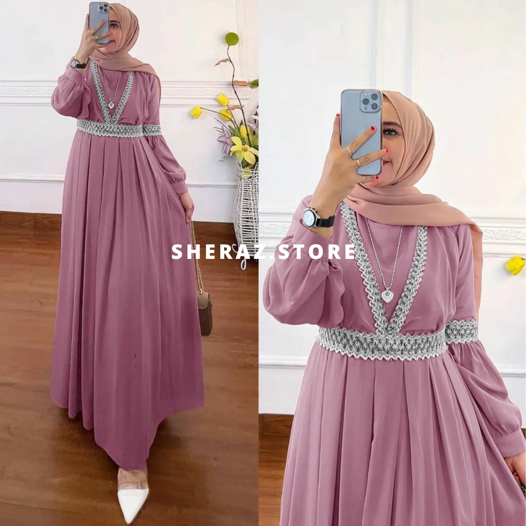 Gamis Kondangan Wanita Jumbo Ld 120 130 140 Terbaru QAISHA DRESS S M L XL XXL 3XL 5L Gamis Hitam Pesta Bahan Ceruty Babydoll