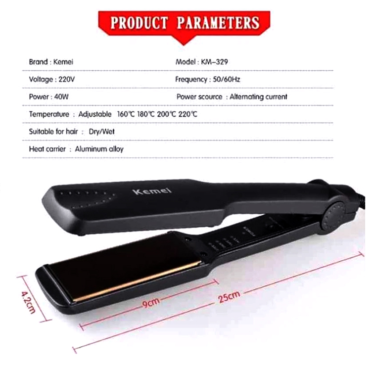 Kemei KM-329 Hair Straightener Catok Pelurus Rambut