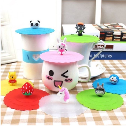 C45 Tutup Gelas Silikon Karakter 3D/ Cover Penutup Cangkir Mug Karet Silicone