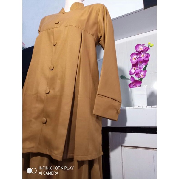 UPFRADE STYLE  Seragam Pemda PNS Ibu Hamil Toyobo Khaki Setelan Adem Bumil UPFRADE STYLE 