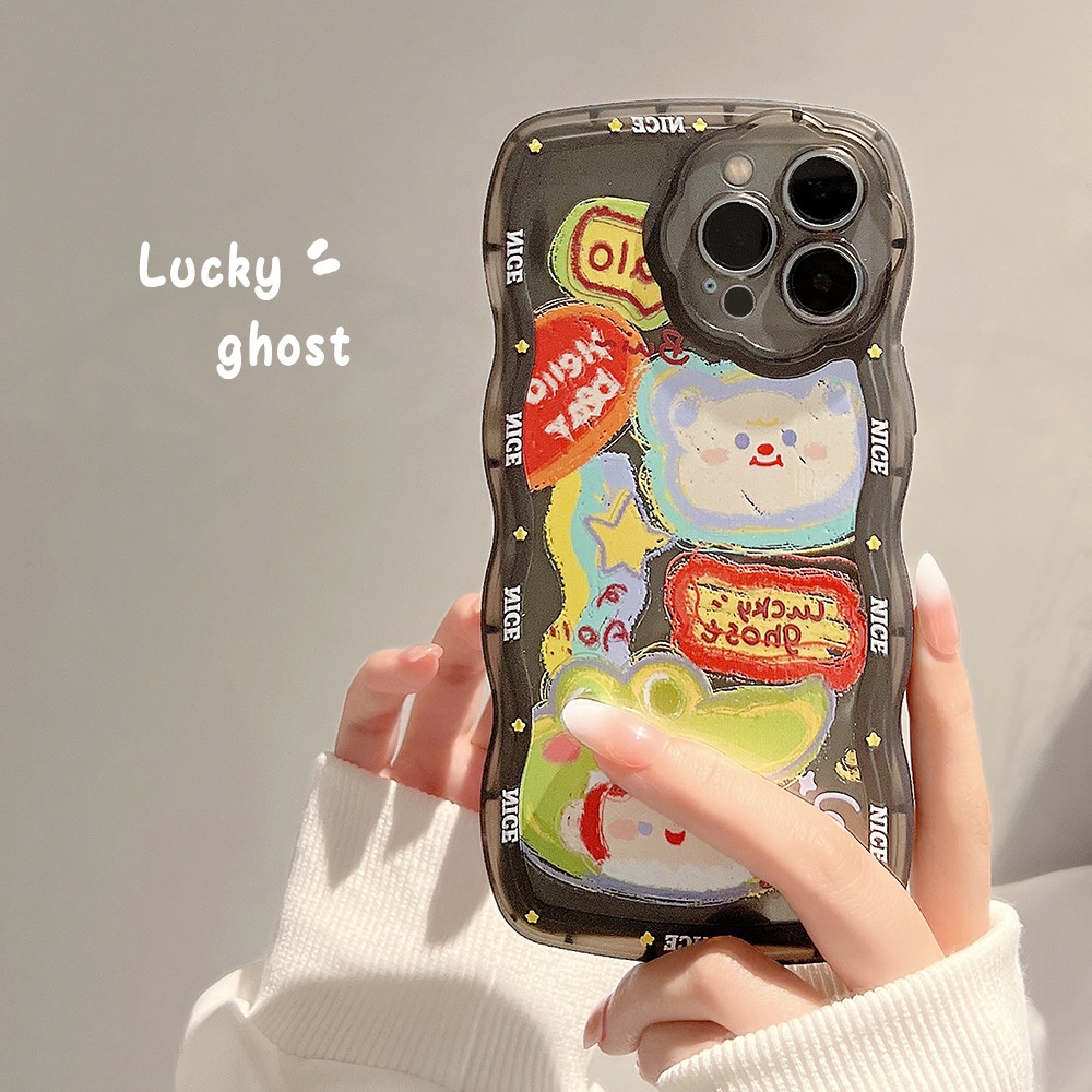 IPHONE Doodle Kartun Hewan Berbentuk Bunga Pelindung Lensa Kamera Phone Case Cover Untuk Iphone7 8 PLUS X XR XS 11 12 13 14 PRO MAX SE 2020