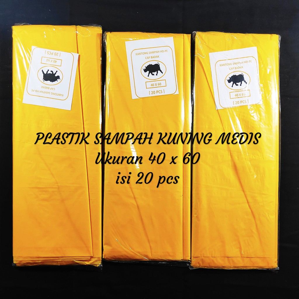 Kantong Sampah Kuning uk 40x60, TrashBag kuning, kantong plastik medis