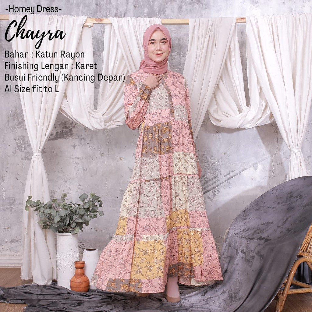 Termurah - Homey Dress Chayra Gamis Dewasa Motif Bahan Katun Rayon Premium Nyaman Dipakai | Bisa Cod