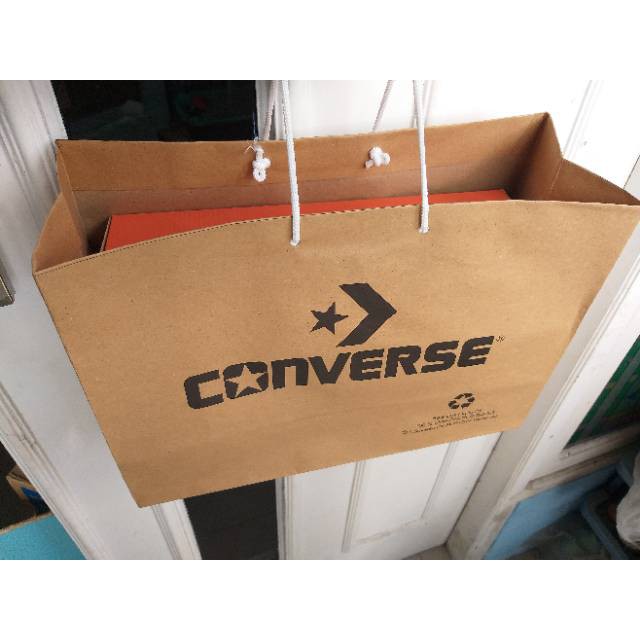 Paperbag CONVERSE Original 35x14x24 CM Coklat Tempat Penyimpanan Sepatu Kantong Belanja Kado Murah