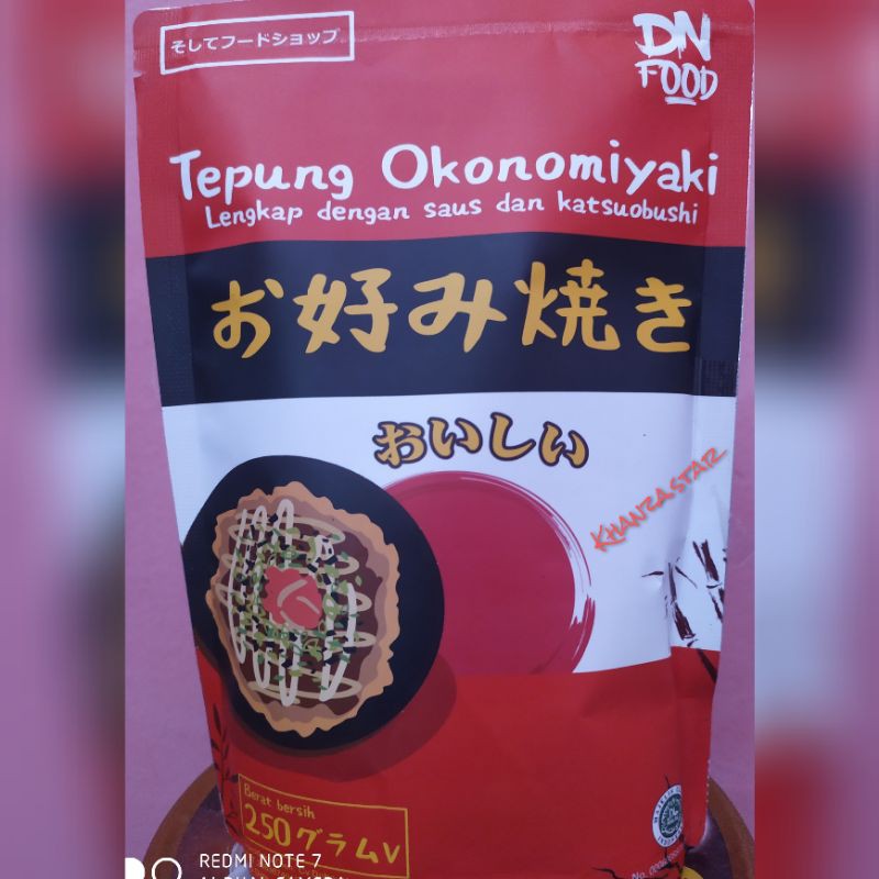 Tepung Okonomiyaki Premix Halal &amp; Enak murah termasuk katsuobushi cakalang dan saus takoyaki