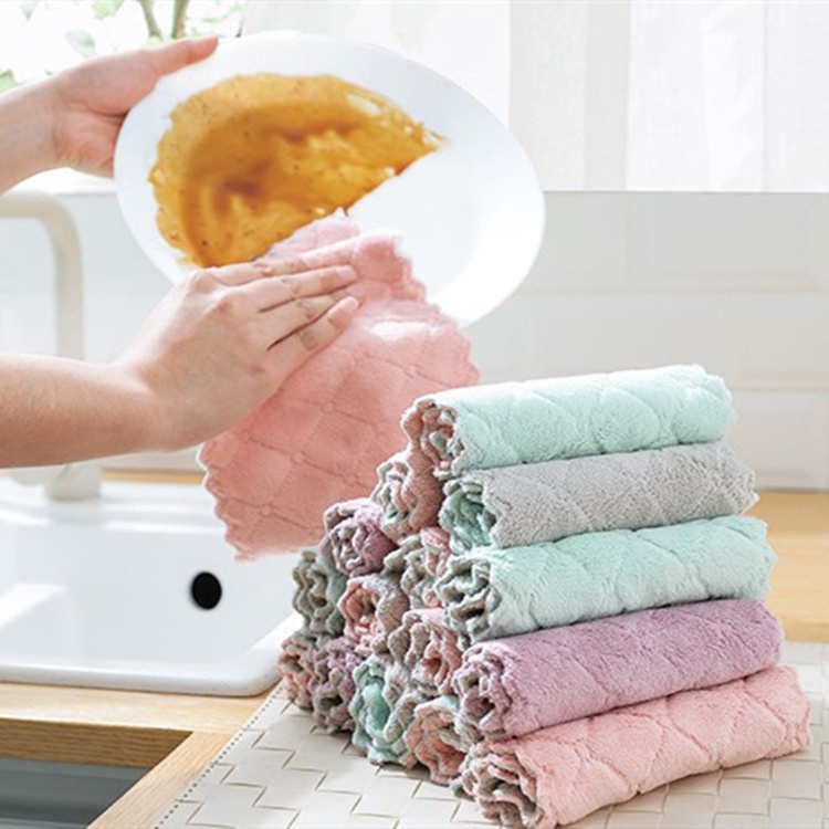 KAIN LAP DAPUR MICROFIBRE  25*25CM DENGAN 2 WARNA / KAIN MULTI FUNGSI