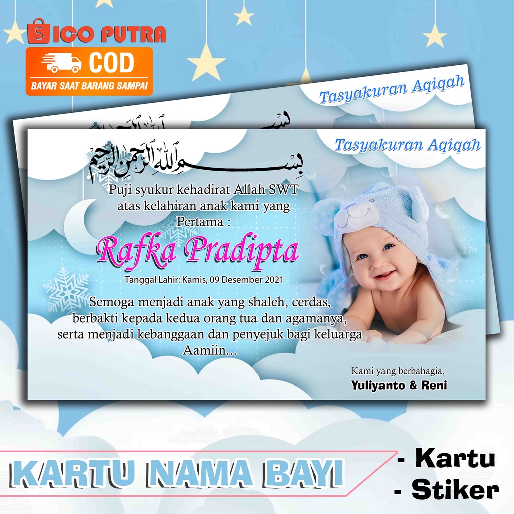 Kartu Nama syukuran bayi aqiqah muput