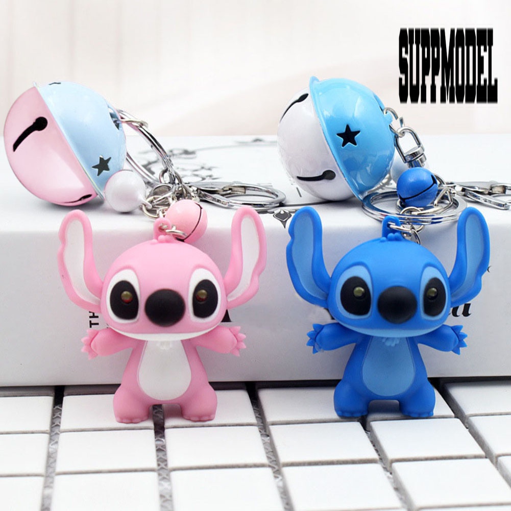 Suppmodel 1Pc Gantungan Kunci Desain Stitch Kartun Lucu Dengan Lampu LED + Suara