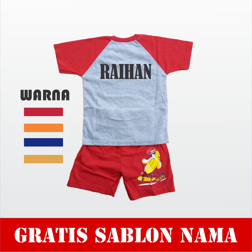 BAJU BANANA WARNA BAJU ANAK KAOS SETELAN ANAK WARNA BANANA CUSTOM NAMA GRATIS NAMA