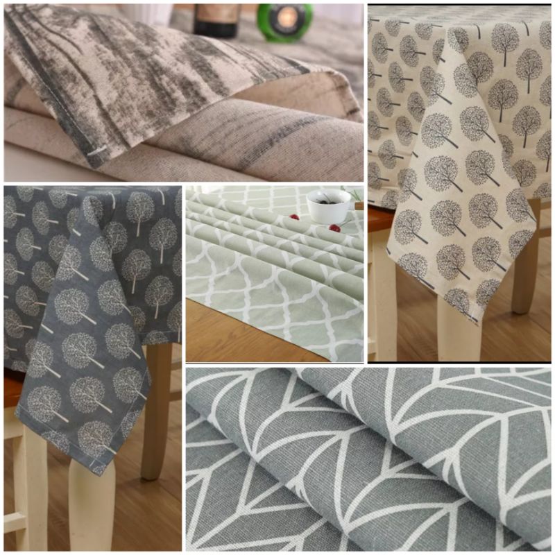 Taplak Meja Makan Modern Alas Meja Makan bahan Kain Linen Ukuran 140 x 180 cm Dekorasi Meja Makan