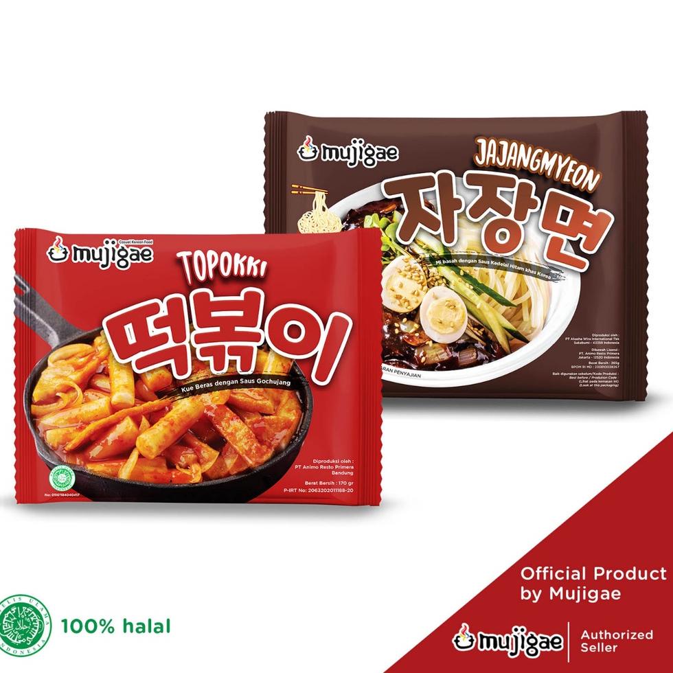 

Murah || ZnQ BUNDLE Mujigae Topokki 170gr / Mujigae Jajangmyeon Mie Saus Kedelai Hitam Mie Korea (265gr) ||Buruan@beli