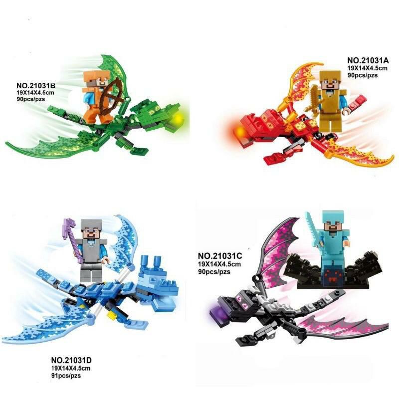 Lego Minecraft set 4 model steve armor and 4 dragon naga bonus spiderman mine craft my world game