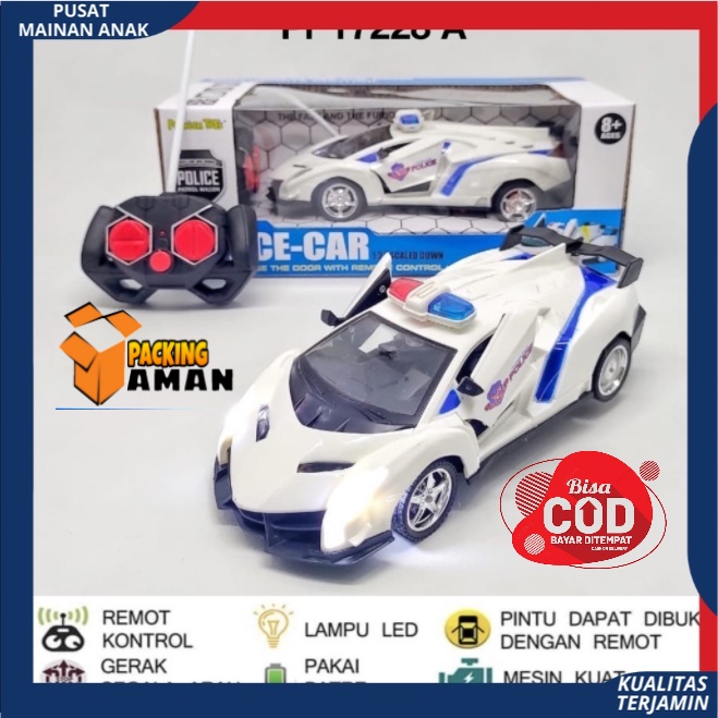 (PROMO) MOBIL REMOTE CONTROL SPORT CAR POLISI BUKA PINTU BERLAMPU KEREN MAINAN MOBILAN ANAK