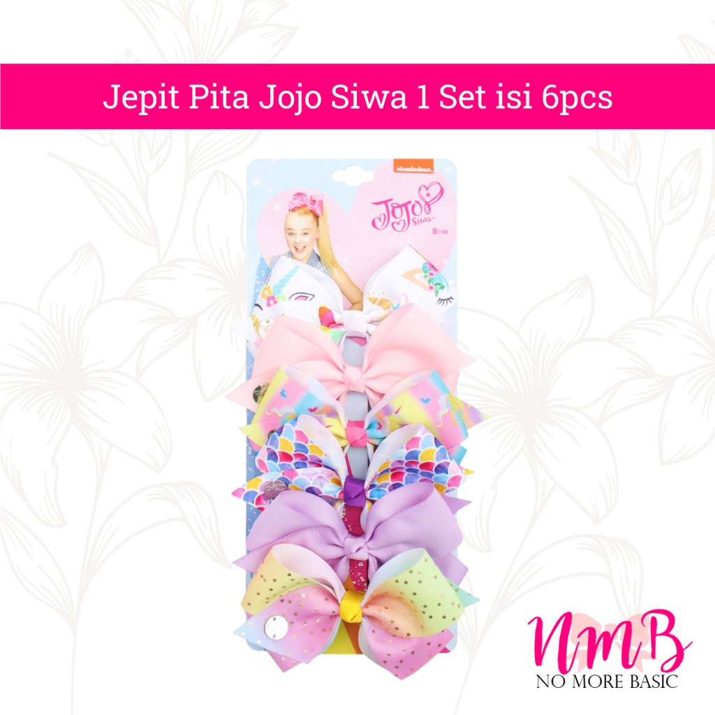 Jepitan Rambut Anak Perempuan Korea Jepit Pita Jojo Siwa 1 Set isi 6pcs Jepit Rambut Anak Motif Lucu