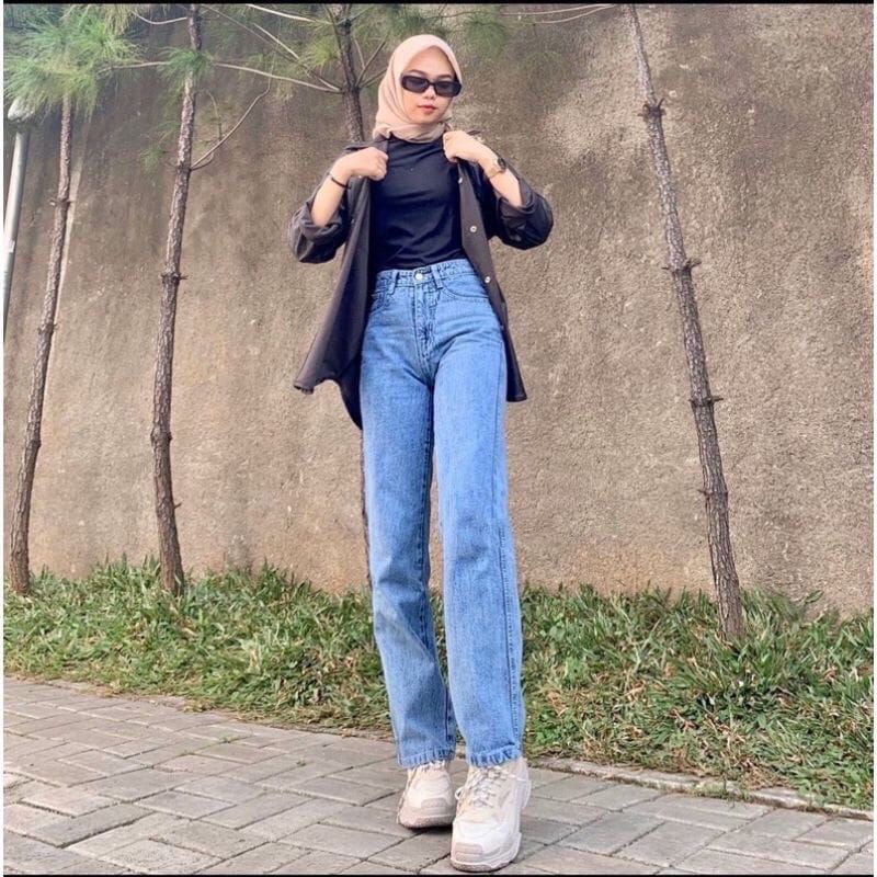 celana jeans wanita kulot loosse