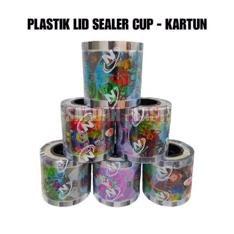 seal gelas plastik cup plastik tutup gelas motif