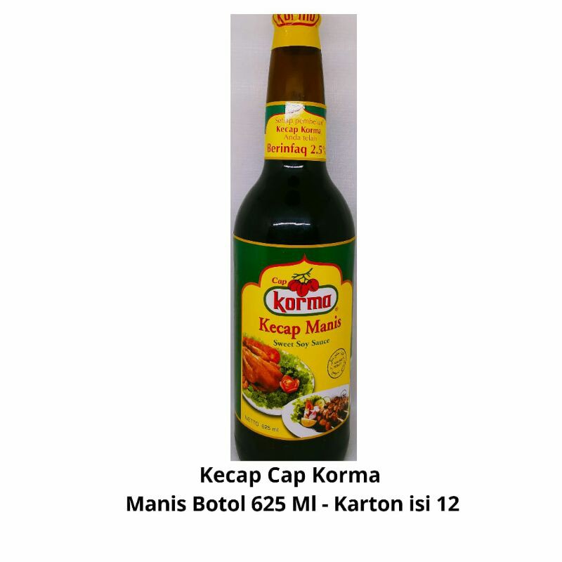 

Kecap Cap Korma - Manis Botol Plastik 625 Ml - Karton isi 12