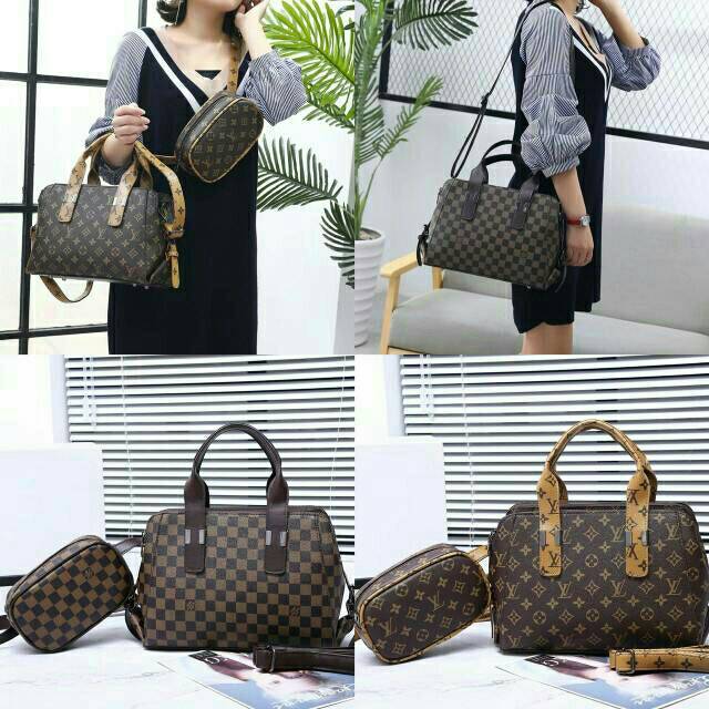 LV Louis Vuitton Catania Set Waist Bag 2in1 Set H713*