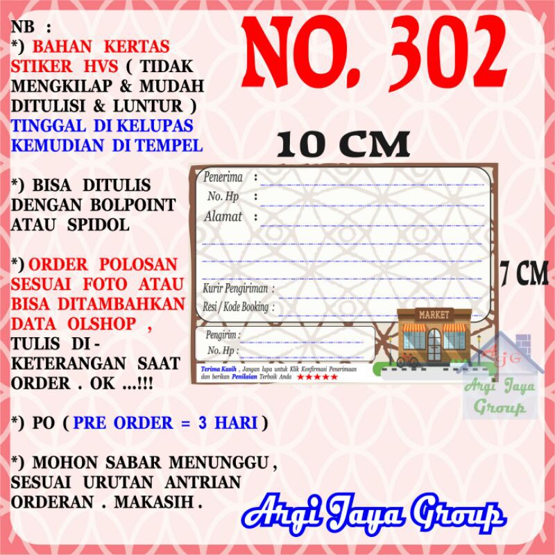 

Stiker HVS - Stiker Pengiriman - Sticker Alamat Olshop Murah Nomer 302-10x7cm