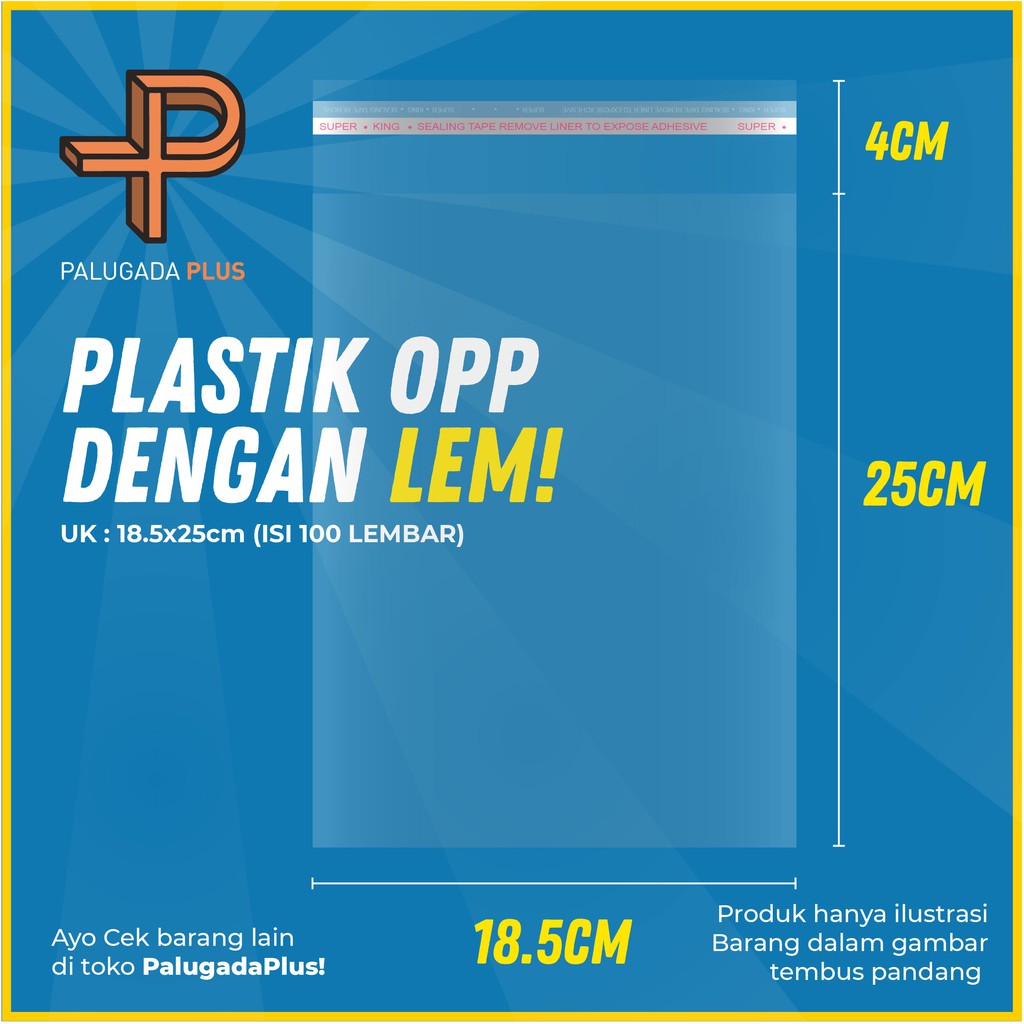 

PLASTIK OPP LEM UK 18.5x25cm +4cm (LEM) 1pack isi 100