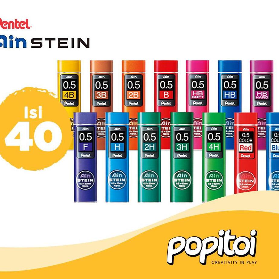 

Model baru - Pentel Ain Stein Mechanical Pencil Lead Refill 0.5 mm isi 40 isi pensil cetek ..