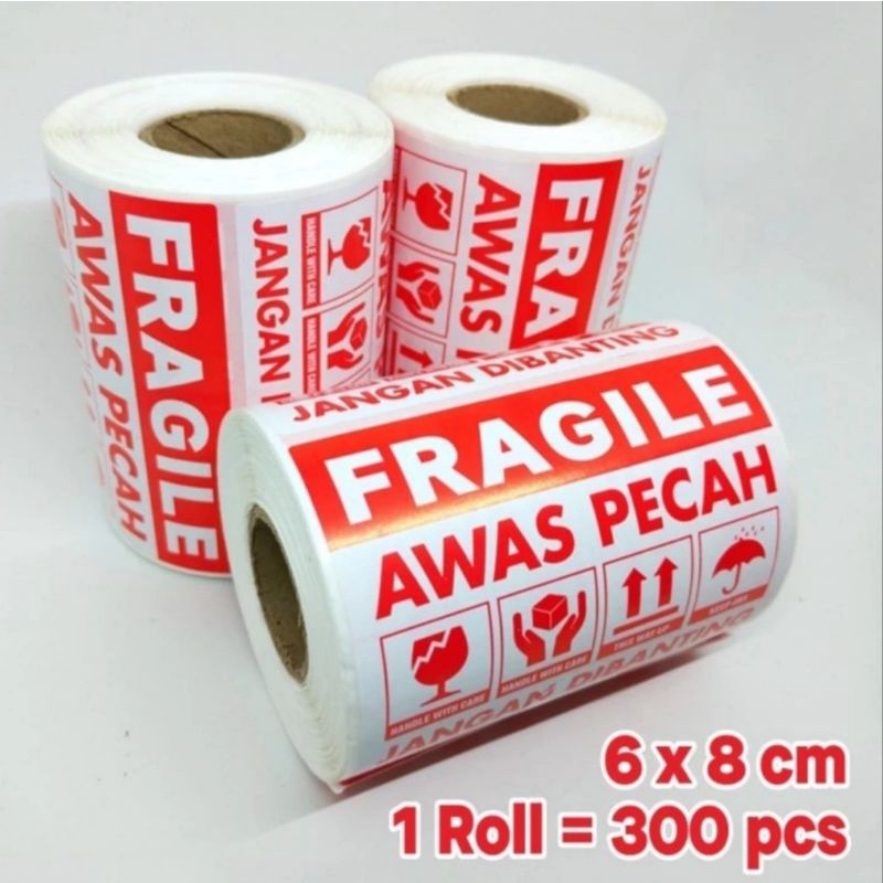 

Stiker Fragile Awas Pecah 8 x 6 cm ( 1 roll / 300 pcs)