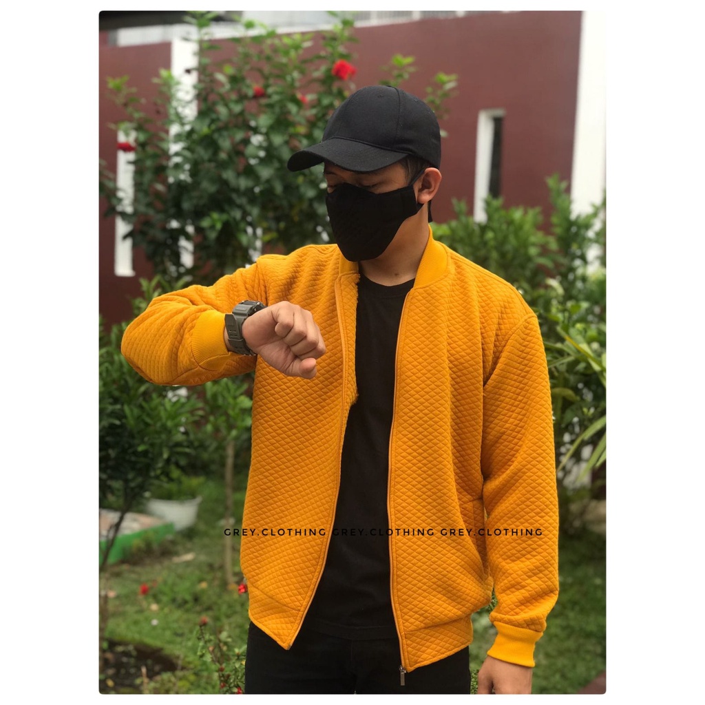 Jaket Pria Comfy Premium Comfy Jacket Bomber Cowok Kekinian Korean Style-MUSTARD