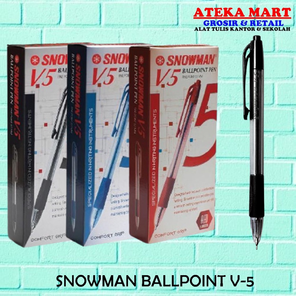 

[BOX/12P] SNOWMAN BALLPOINT V-5/PENA/ PULPEN