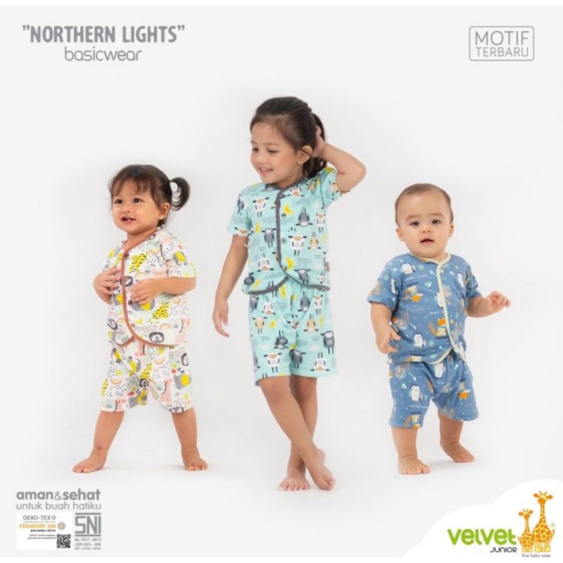 Velvet Junior Northern Lights Setelan Kancing Depan Lengan Pendek Celana Pendek