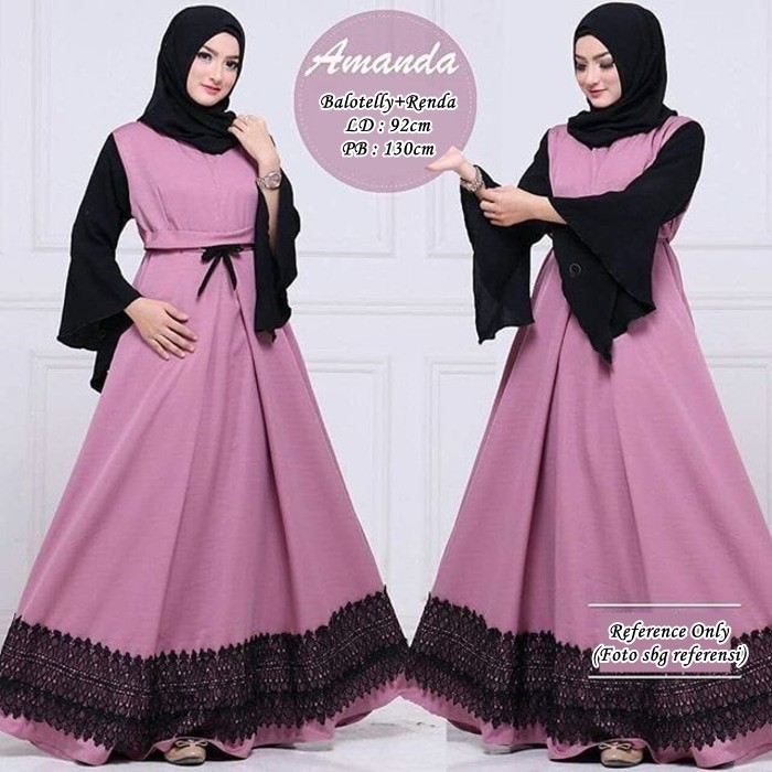 Baju Muslim Amanda Dress Pink Limited