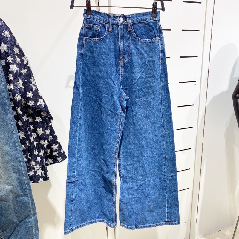 Stradivarius blue wide culotte jeans