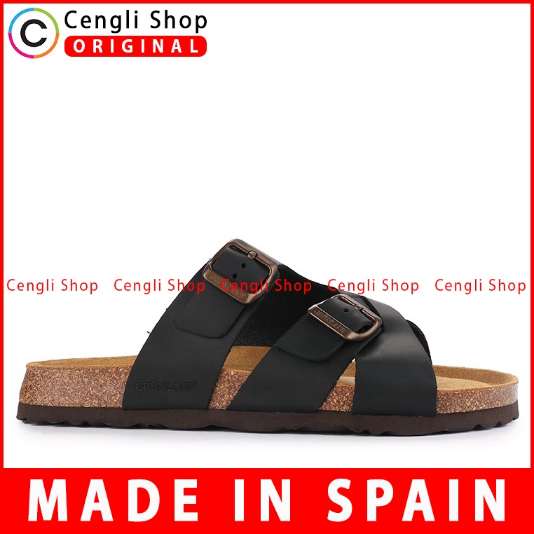 SANDAL SLIDE KULIT GRUNLAND PRIA ORIGINAL SLINGBACK ASLI HITAM GRM02