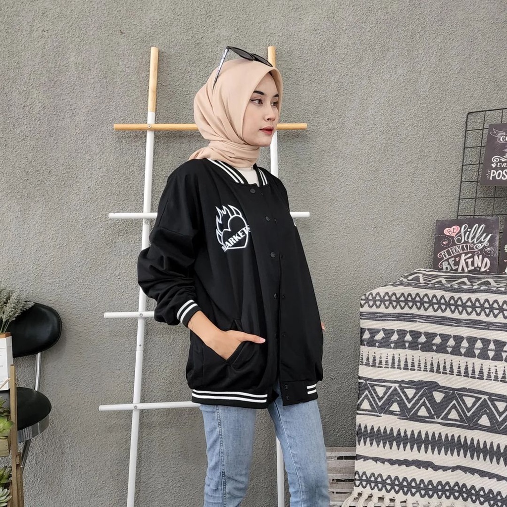 MARKET BASEBALL 2XL 3XL Varcity Jacket Baseball Oversize-Jacket Wanita Terbaru Fashion Terkini Korean Style