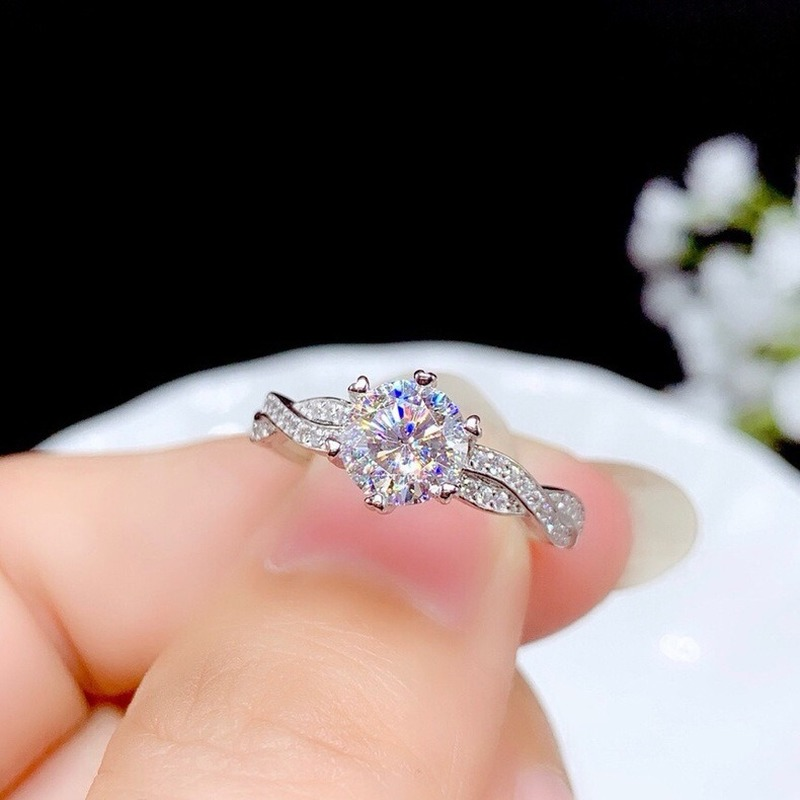 Perak 925 Asli Berlian Kristal Cincin Untuk Wanita Fashion Perhiasan Aksesoris Berlian Imitasi Silver Rings