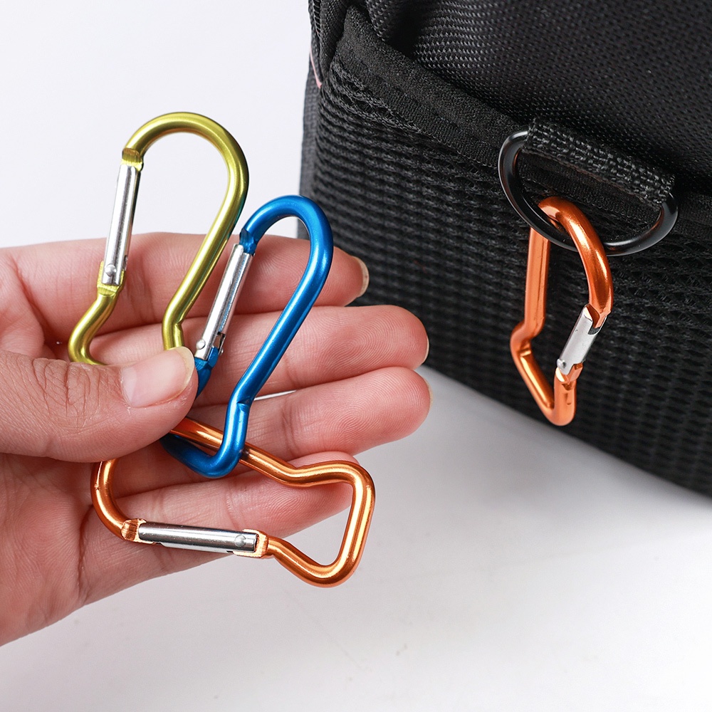 1pc Carabiner Bentuk D Bahan Aluminum Lapis Nikel Untuk Climbing / Camping / Hiking / Outdoor