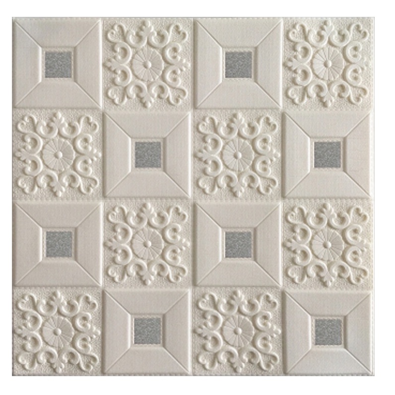 Wallpaper 3D Foam Motif Batik Brickfoam 35 cm x 70 cm Wallstiker Homedekorationshop-BTKF003-SILVER