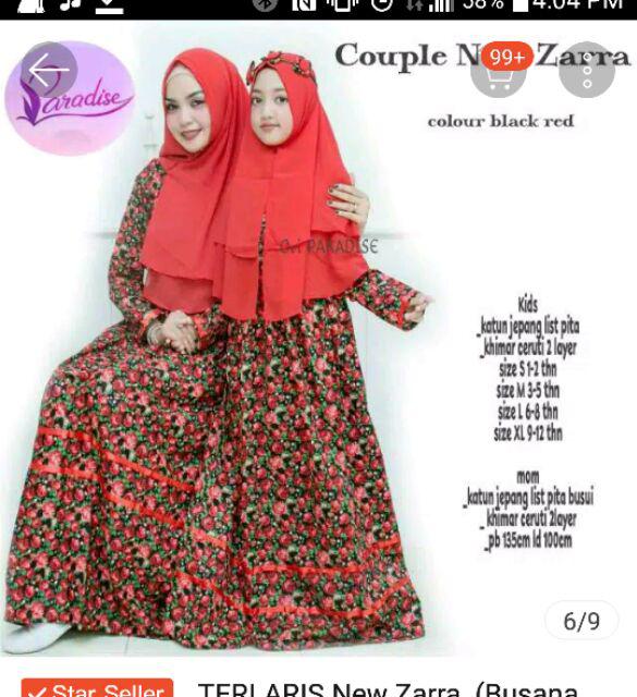 Terlaris New Zarra  (busana Muslim,couple Syari Ibu Anak,batik Dan Sarimbit#pesanan Seragam)