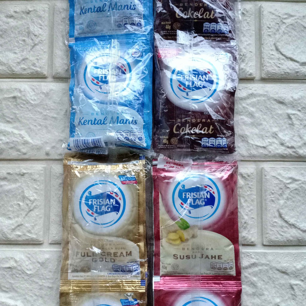 

Frisian Flag Sachet 40gr Susu Bendera Kental Manis Coklat Cokelat Full Cream Gold 40g 40 gr gram g