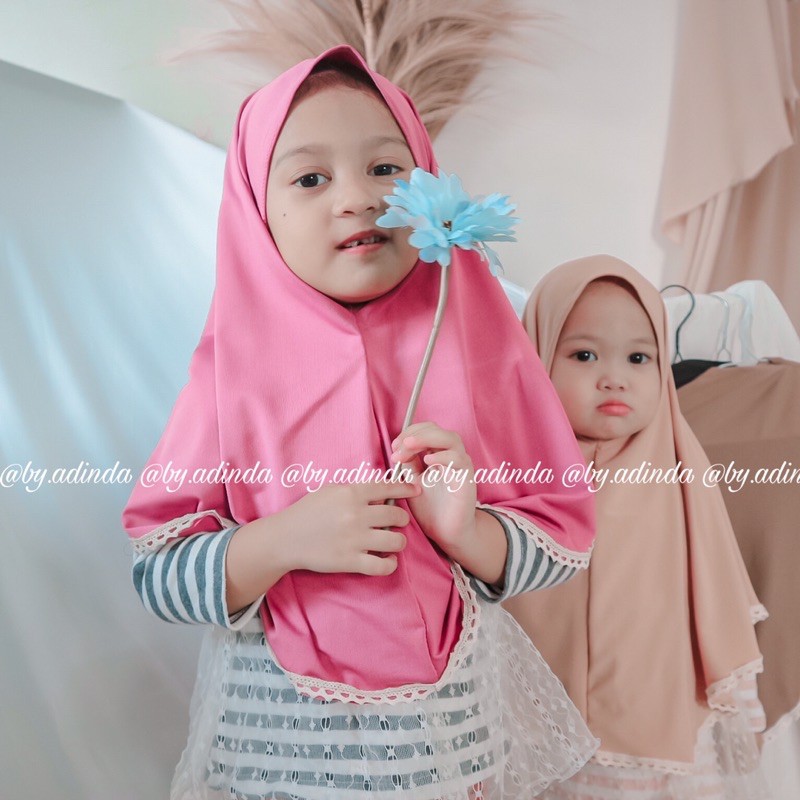 Bergo Anak Jersey Renda Clemira hijab jilbab balita instant syiria